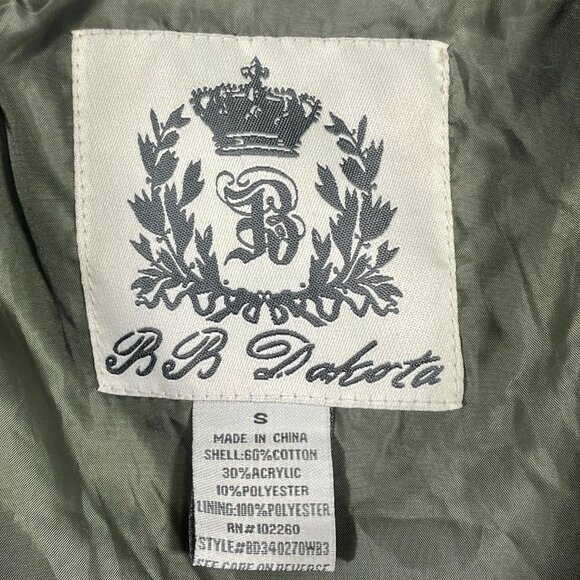 Vintage BB Dakota Cotton Blend Tweed Empire Waist Twee Coat Green Academia S - Picture 4 of 13